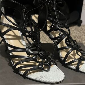 Vince Camuto Black and White Strappy Heels